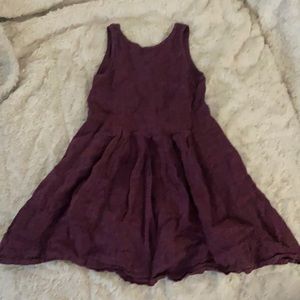 Little girls plum cotton dress